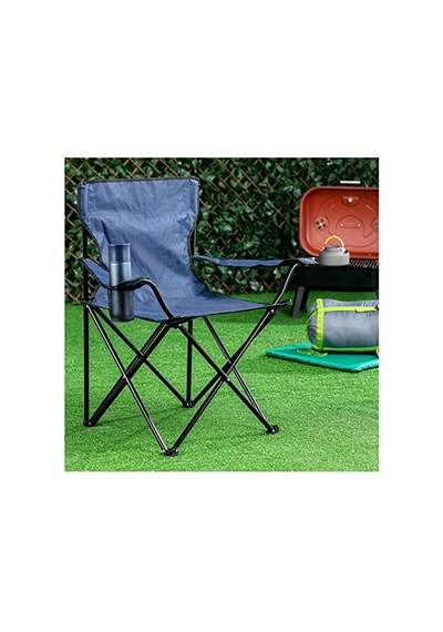 2 Sandalyeli Katlanır Kamp Seti 60x40 Cm Masa Ve Sandalye Lacivert