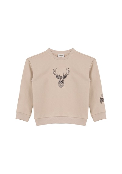 Jeep Ekru Erkek Çocuk Nakışlı Sweatshirt J6wb-swt7733 Bej