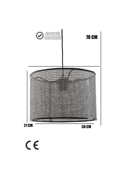 Wicker Siyah-beyaz Hasır Sarkıt Avize 38cm Siyah