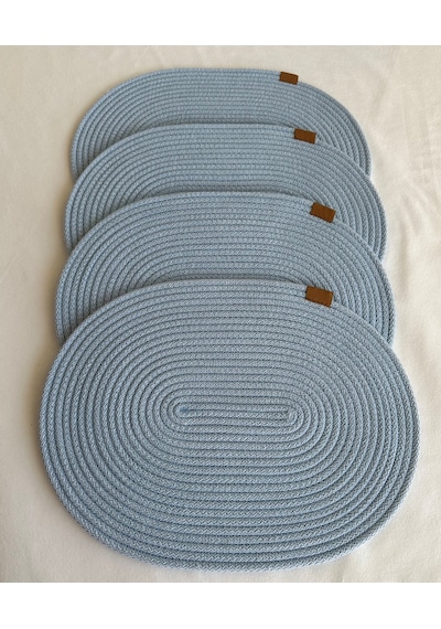 Jüt Amerikan Servis Sofra Altlığı, Masa Dekoru Supla Oval 30x40 4lü Açık Mavi
