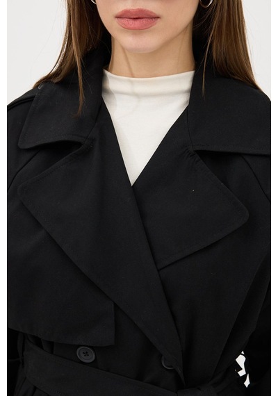 Ressho Kadın Kemerli Uzun Trençkot Su Geçirmez, Astarlı, Oversize Model Siyah