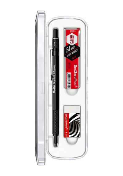 Scrikss Graph-x 2b 0.5 Mat Siyah Mekanik Kurşun Kalem Üçlü Seti