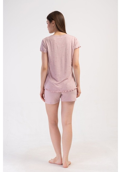 Yake Store Kadın Lyc Vıscon V Yaka Fıyonklu Kısa Kol Bıbılalı Etegı Oval Sort Takım - Rosebloom Pembe Yake Store Kadın Lyc Vıscon V Yaka Fıyonklu Kısa Kol Bıbılalı Etegı Oval Sort Takım - Rosebloom Pembe