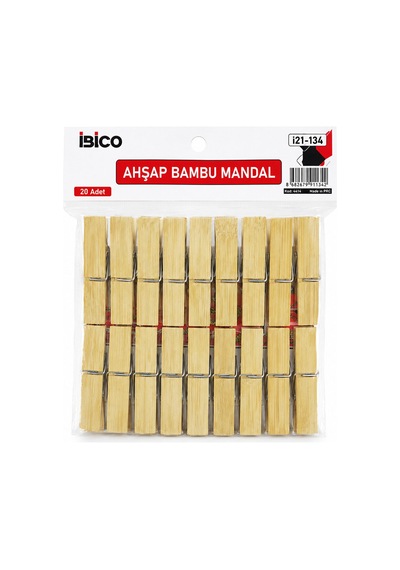20pcs Büyük Ahşap Bambu Mandal 5570 Çok renkli