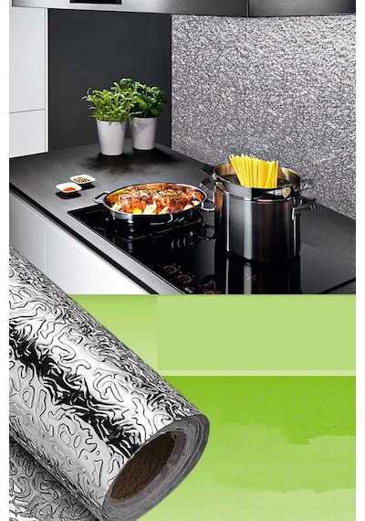 Mutfak Tezgah Üstü Çekmece Içi Folyo Kaplama Gümüş Yapışkanlı 2 Metre X 40 Cm Kolay Silinir