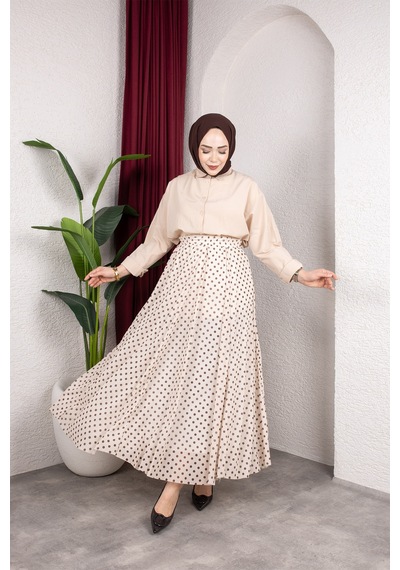 Hira Life Fashion Kadın Astarlı Puantiye Desenli Tül Etek Bej-kahverengi Bej-kahverengi Hira Life Fashion Kadın Astarlı Puantiye Desenli Tül Etek Bej-kahverengi Bej-kahverengi