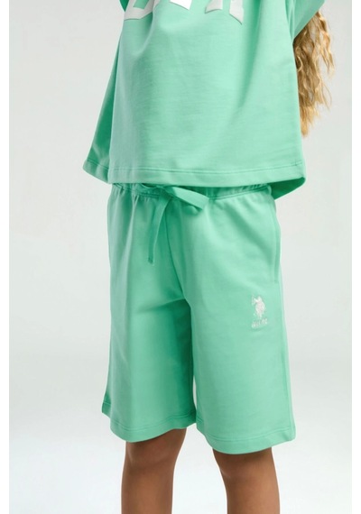 U.S. Polo Assn. Kız Çocuk Bermuda Takım - Bambu Bambu