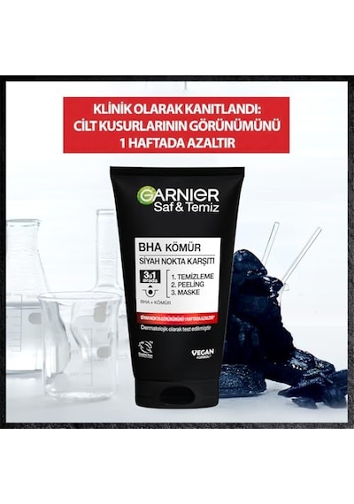 Garnier Skin Naturals Saf & Temiz Siyah Nokta Karşıtı Kömürlü 3'ü 1 Arada 1 X 150 Ml