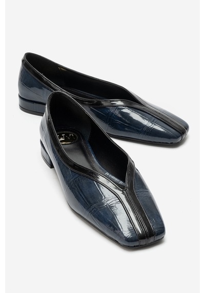 Luvi Shoes Helene Lacivert Baskı Kadın Babet Ayakkabı