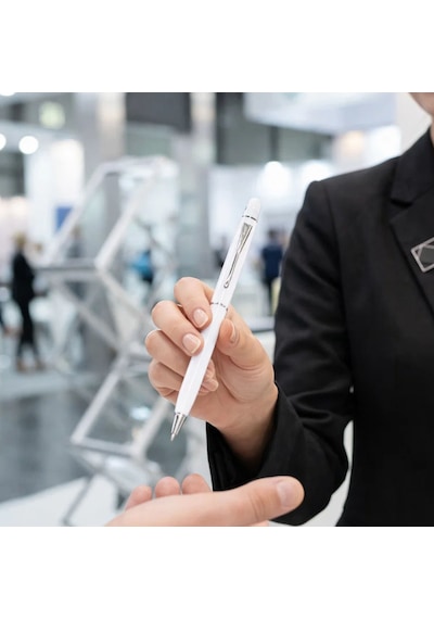 Bk Kurumsal Promosyon 1022 Metal Beyaz Touchpen Kalem Lazer Baskılı Logolu Tükenmez Kalem 10 Adet