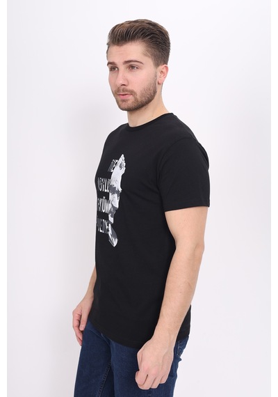 Toontoy Unisex Baskılı Tişört Siyah