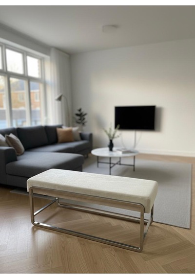 Todekhome Elora Krom Metal Ayaklı Bej Puf / Bench Bej