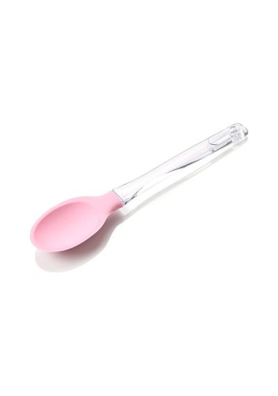 2 Li Plastik Saplı Silikon Kaşık - Spatula Seti Pembe Pembe
