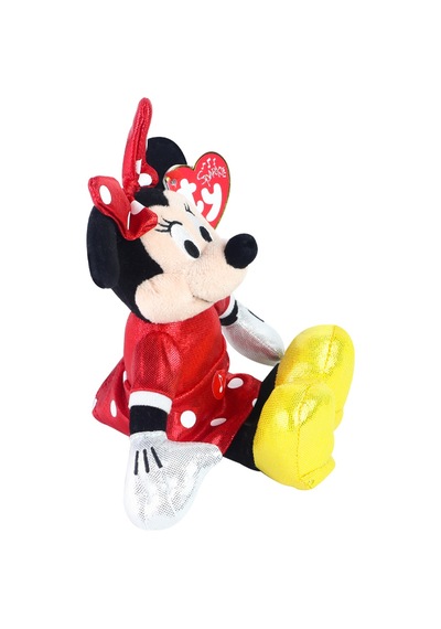Ty Parlak Kırmızı Elbiseli Minnie Mouse Sesli Peluş 15 Cm.