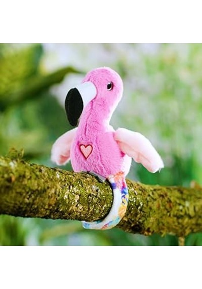 Peluş Ses Tekrarlı Hayvan Bileklik Aksesuar - Pembe Flamingo Pembe