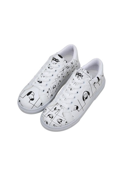 Kadın Vegan Deri Beyaz Sneakers - I Woof You Tasarım Çok Renkli