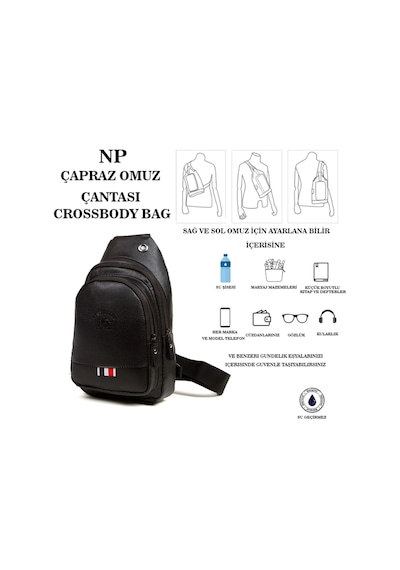 Newish Polo Kadın Deri Kulaklık Çıkışlı Bodybag Göğüs Ve Omuz Çantası New130 - Siyah