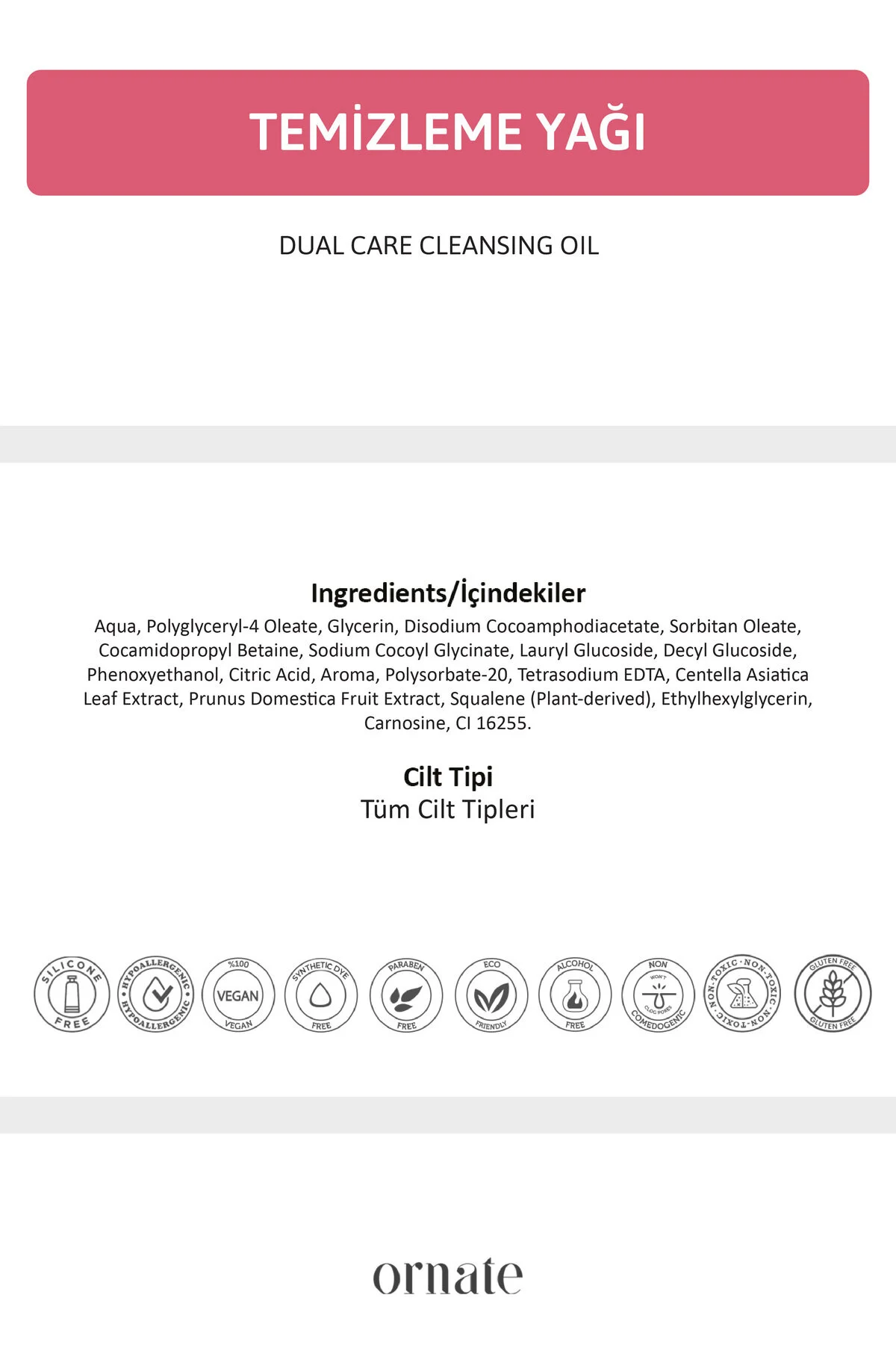 Yüz Ve Vücut İçin Arındırıcı, Makyaj Temizleme Yağı Cleansing Oil Tüm Cilt Tipleri 200ml