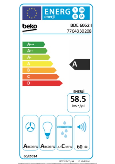Beko BDE 6062 I Cam Duvar Tipi Davlumbaz