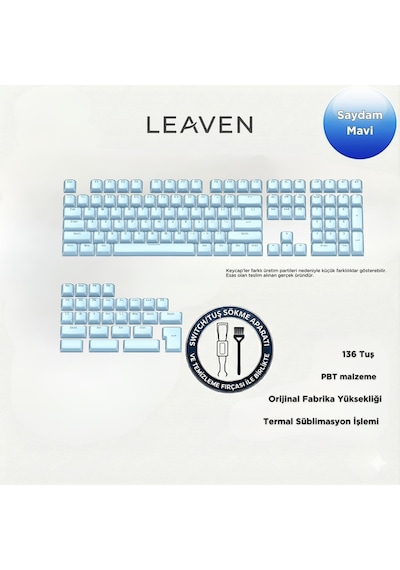 Mekanik Klavye Keycap -136 Tuşlu Kristal Yarı Saydam Mavi Tuş Takımı