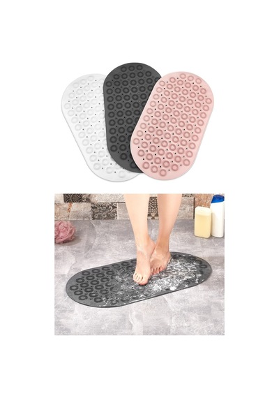 Masajlı Vantuzlu Banyo & Duş Kaydırmazı Paspası Gri 69 x 37 CM Gri