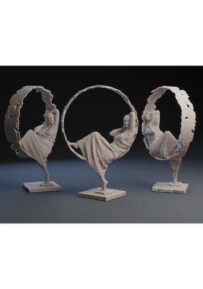 Sanatsal Halka Figür Dekorasyonu - Kadın Figürlü - 3d Baskı 18 Cm 18 X 12