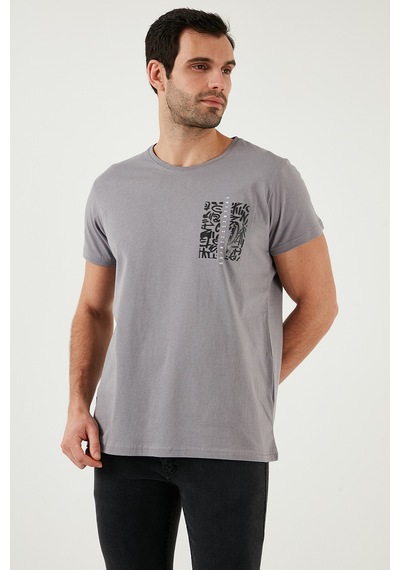 Buratti Bisiklet Yaka Pamuklu Slim Fit Erkek T Shirt 541Quint Açık Gri