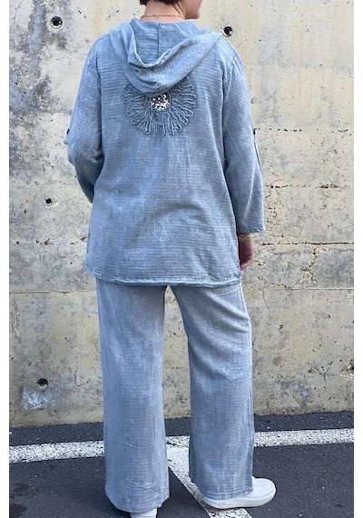 Mia Butik Kadın Güneş Keten Gri Takım Gri
