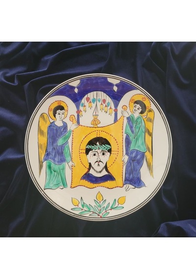 İsa Mesih'in Taşınan Portresi 25x25 Cm El Boyama İznik Çini Tabak