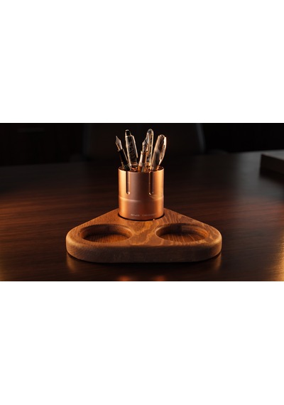 Alüminyum Revolver & Ahşap Tasarım Kalemlik Tıtan Copper & Kahve