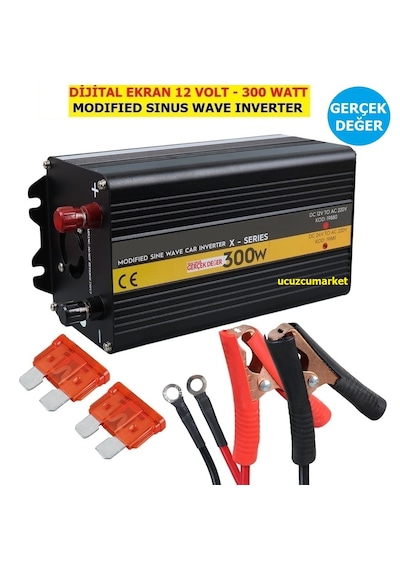 12 Volt - 300 Watt Modıfıed Sınus Wave Gerçek Değer Inverter