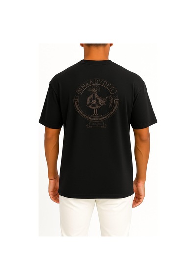 Bahriyeli Collection Oversize Mnakoyder Makinecilerin Derneği Cep Ve Sırt Tasarımlı Unisex T-shirt SIYAH