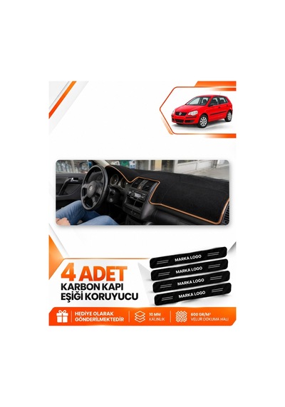 Volkswagen Polo Dürbün 2001-2009 Uyumlu Ön Torpido Koruma Kılıfı Örtüsü - Siyah Kahverengi