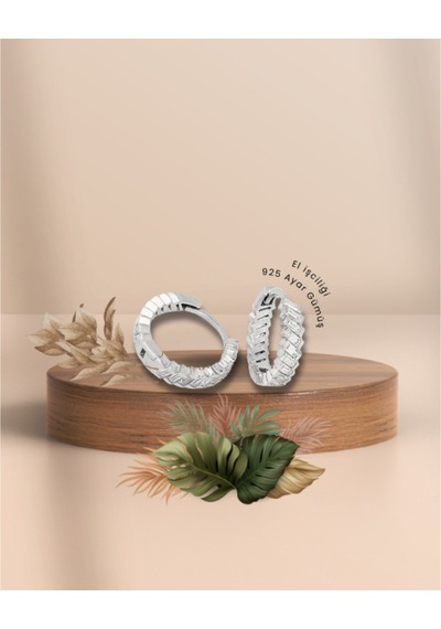 Brezza Lusso Jewelry Zirconia Baget Diamond Model Halka Kadın Gümüş Küpe 16 Mm