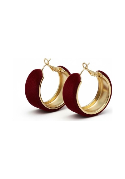 Kadın Bordo 14k Kaplama Çelik Halka Küpe 30 Mm Çok Renkli
