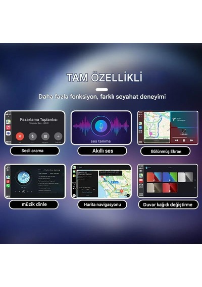 Kablosuz Carplay Ve Android Auto Adaptörü, 2'si 1 Arada, Usb Ve Type-c Bağlantı, Tak Çalıştır Mini Dongle 48mm Nano