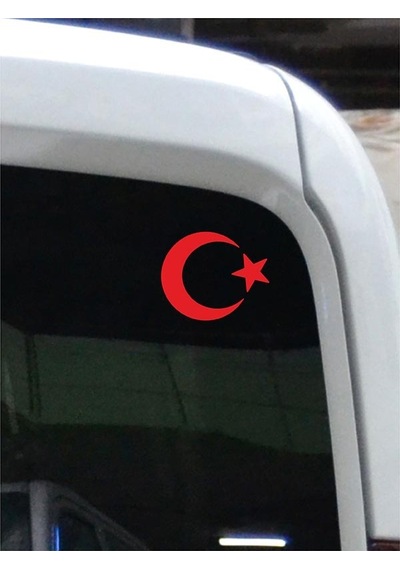 Ay Yıldız Folyo Kesim Etiket Kırmızı 8cm