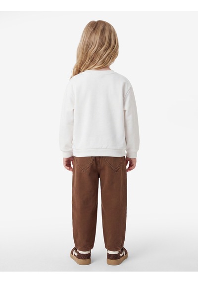 Koton Baskılı Bisiklet Yaka Kısa Kollu Şardonlu Sweatshirt Ekru 7wmg10224ak