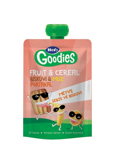 Hero Goodies Bisküvi - Muz - Portakal Pouch 100 G 4 Adet
