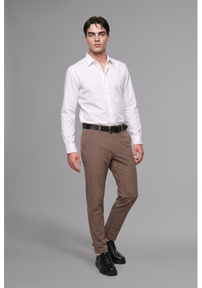 Defacto Tailored Fit Düz Paça Her Yöne Esneyen Yumuşak Tuşe Cepli Pantolon C7508ax26aubn571 Kahve-bn571
