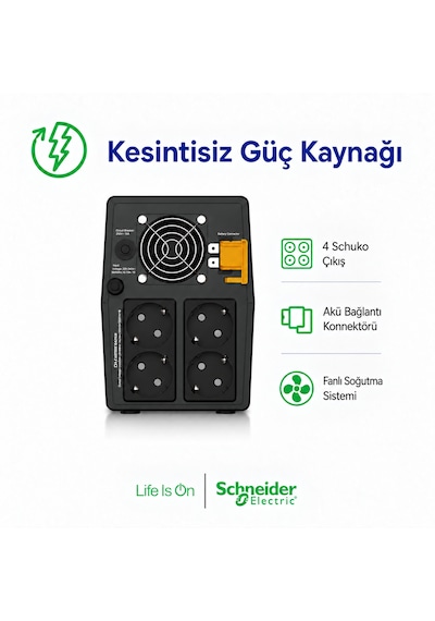Apc Easy Ups Bvg1200ı-gr 1200va 650w Line Interactive Avr 4 Schuko Priz Kesintisiz Güç Kaynağı