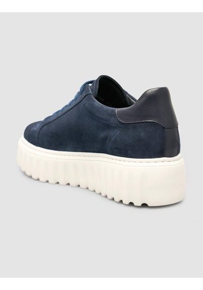 Süet Bağıcıklı Kroko Lacivertkadın Sneaker Ayakkabı Lacivert