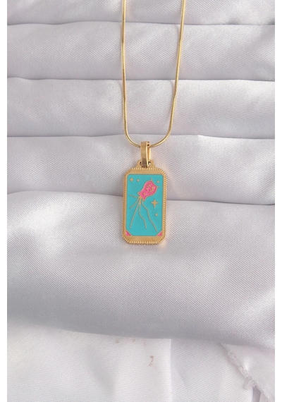 Mey İthalat 316l Çelik Gold Renk Mavi Mineli Tarot Kolye - Özel Seri Meyeb66cdce924c363ca252091946