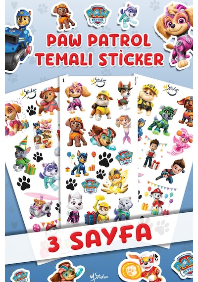 Pawpetrol Sticker Seti - Kalem Suluk Defter Cam Masa Laptop Tablet Sticker Suya Dayanıklı, Mini Stic Çok Renkli