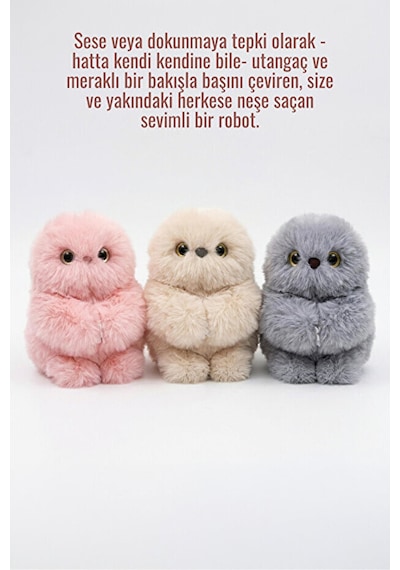 Mirumi Etkileşimli Peluş Robot Oyuncak Hareketli Kafa Ve Sevimli Tepkiler Bej