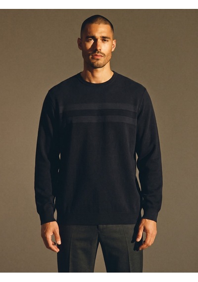 Maccali Erkek Lacivert Büyük Beden Pamuklu Kışlık Desenli Sweatshirt