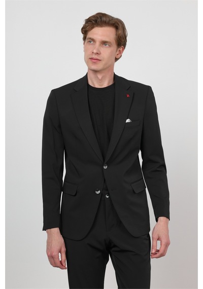 İmza Siyah Kendinden Desenli Mono Yaka 6 Drop Slim Fit Takım Elbise 1001260162