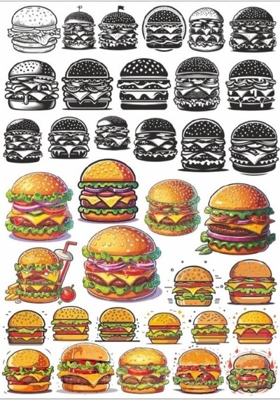 Hamburger Sticker Set