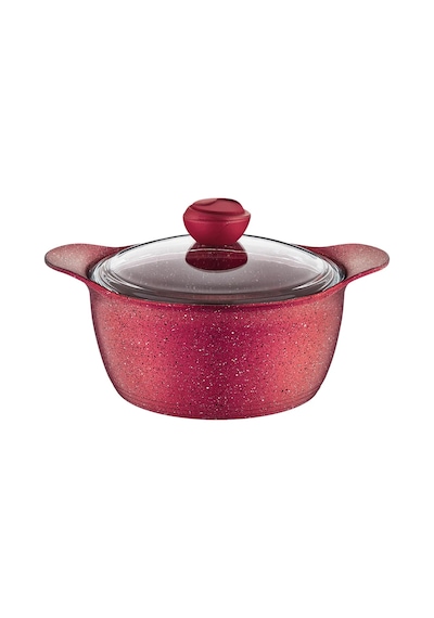 3120 - 2 Parça - Bio Granit Döküm, 28x14 Cm - 7,5 Lt. Derin Tencere Kırmızı Gövde, Kırmızı Detay Kırmızı