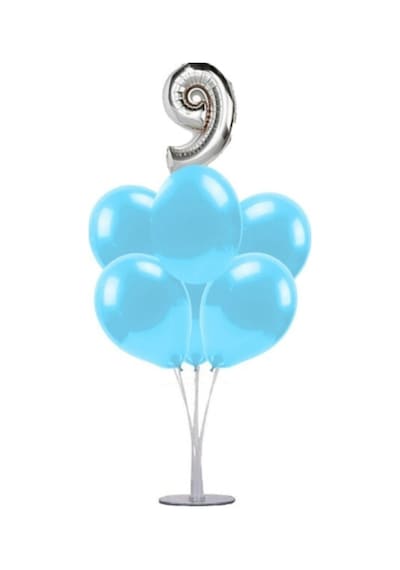 9 Yaş Rakam Folyo Balon Altın Gold 40 CM Balon Stand. 6 Adet Bal